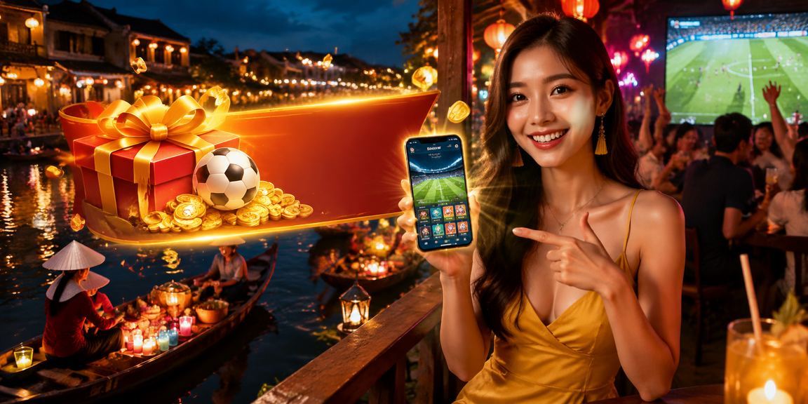 Người dùng uống cà phê và dùng voucher 265kf trên điện thoại tại Hội An